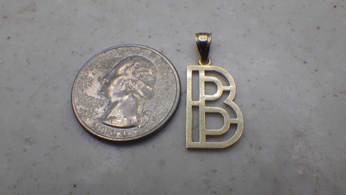 YELLOW GOLD 10K “B” INITIAL PENDANT, 1.3 GRAMS, MARKED: 10K, 4mm BAI (TDY029234)