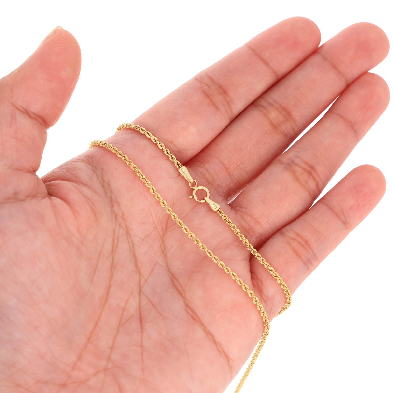 14K Yellow Gold 1mm-10mm Diamond Cut Rope Chain Necklace Mens Women 18″- 28″
