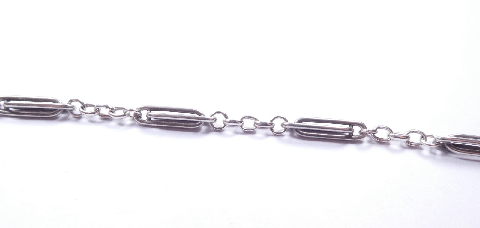 Trombone Link Albert Necklace Chain With T Bar 925 Sterling Silver Double Catch