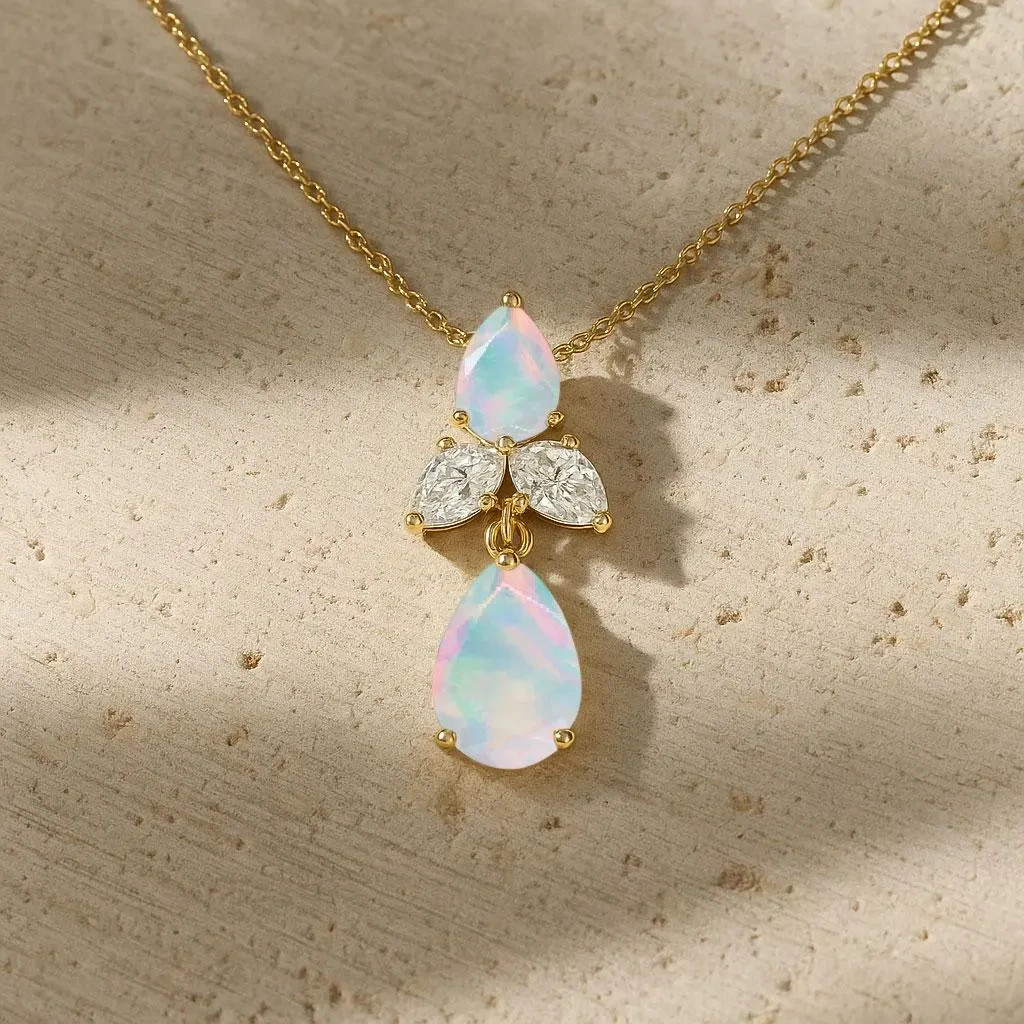 Natural White Opal Gemstone Unique Charm Pendant, AAA Ethiopian Opal Gemstone
