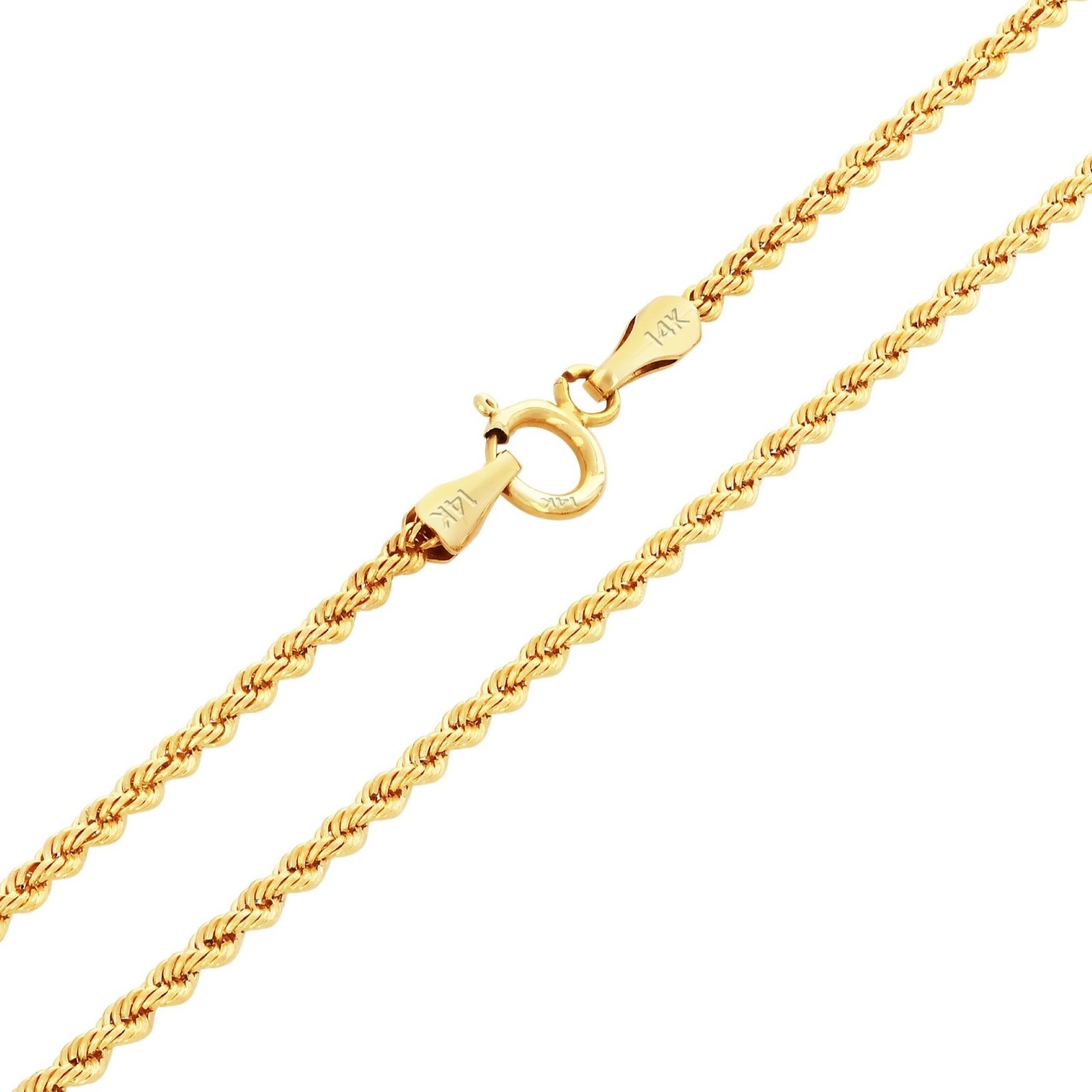 14K Yellow Gold 1mm-10mm Diamond Cut Rope Chain Necklace Mens Women 18″- 28″