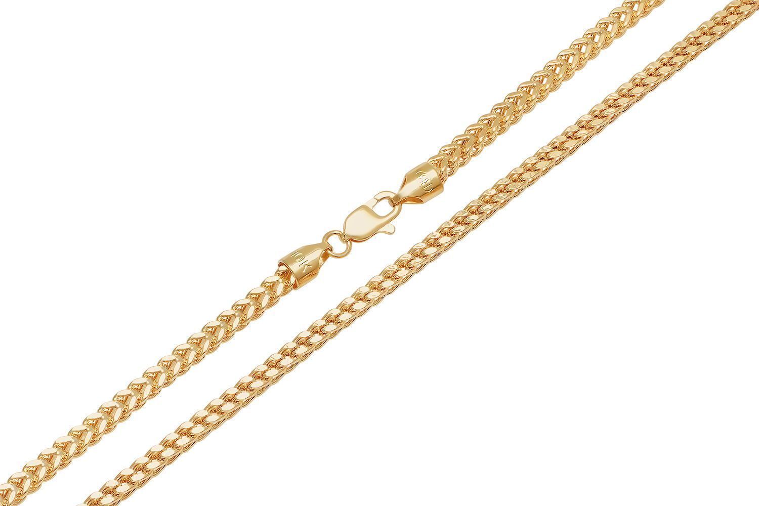 Brand New 10k Yellow Gold Franco Chain Necklace 1.5mm-6mm Sz 16″-40″ Hollow
