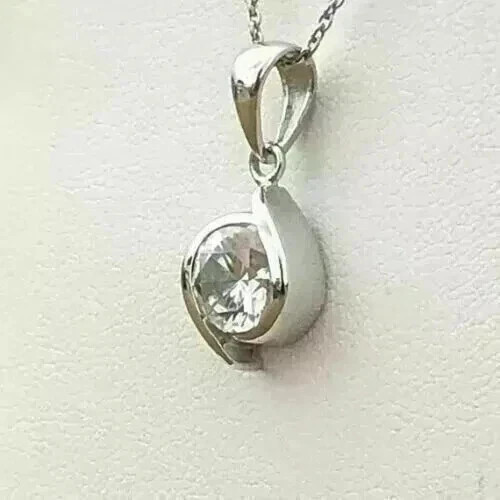 2 Ct Round Cut White Moissanite Women’s Fancy Pendant 14k White Gold Plated