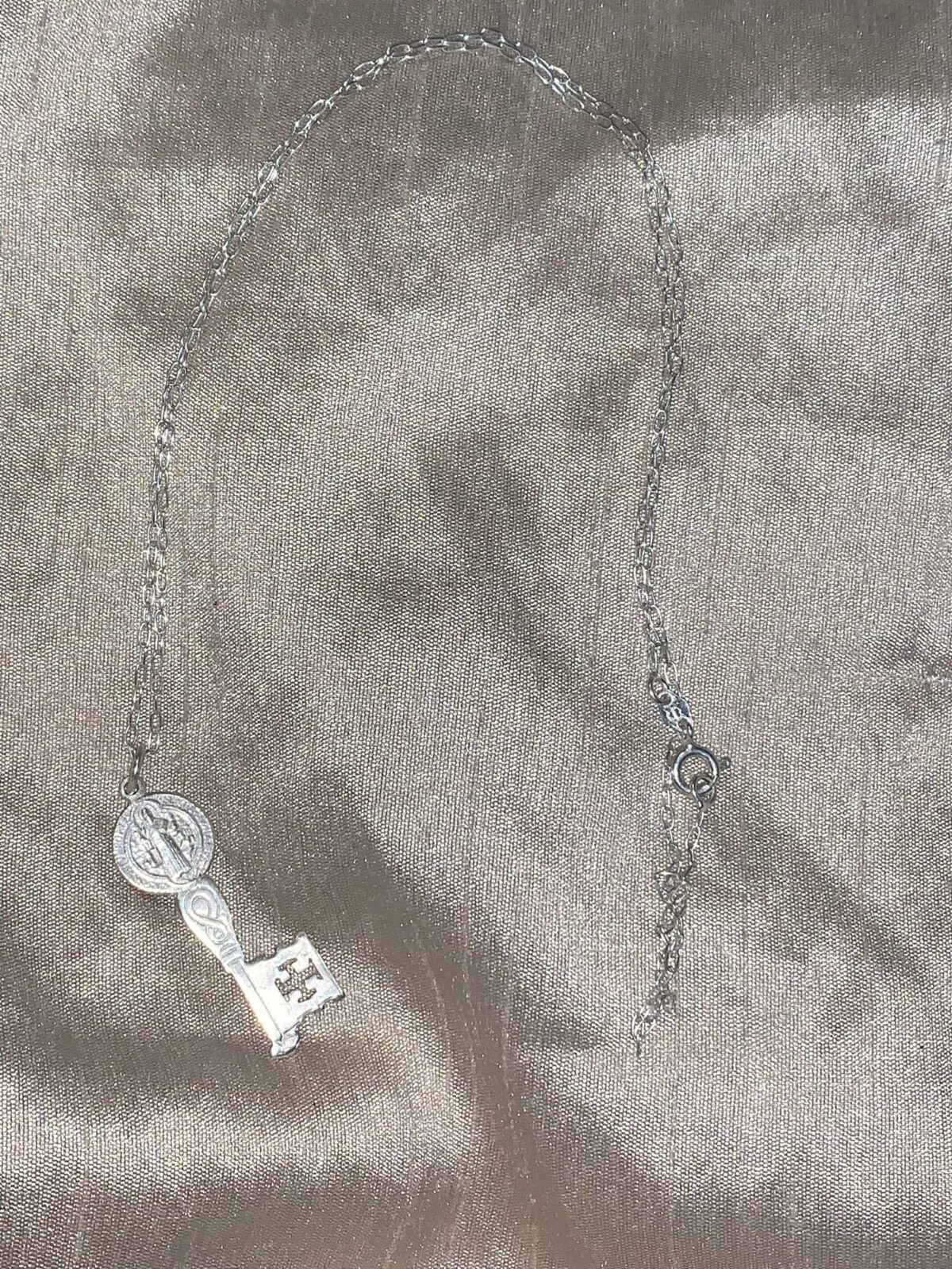 Saint Benedict Key silver pendant 925 with 50 cm sterling silver necklace
