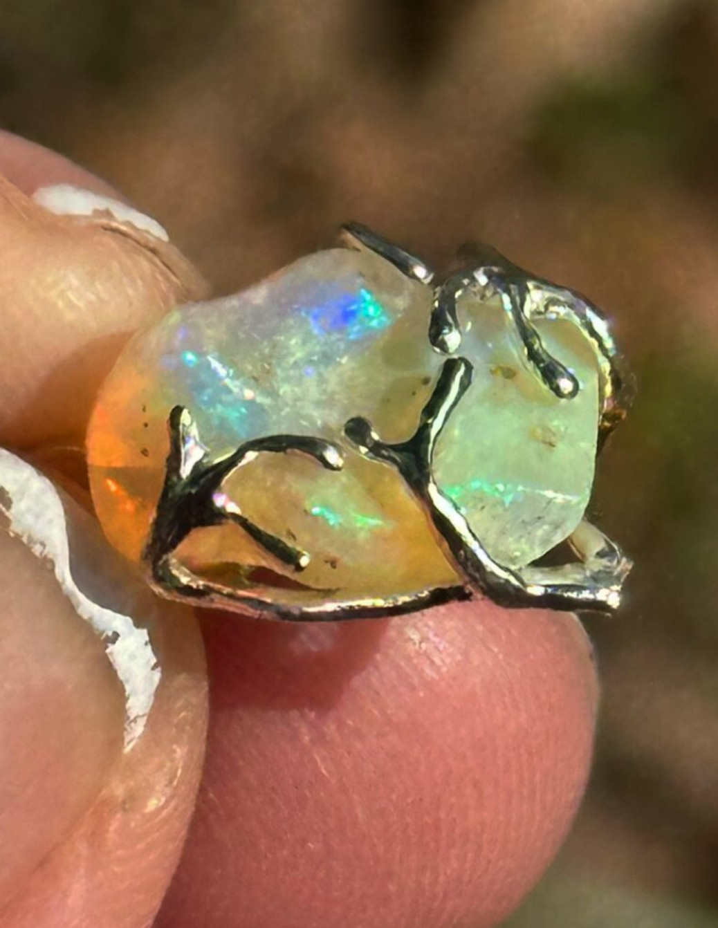 Angel Opal Sparkler Silver Necklace