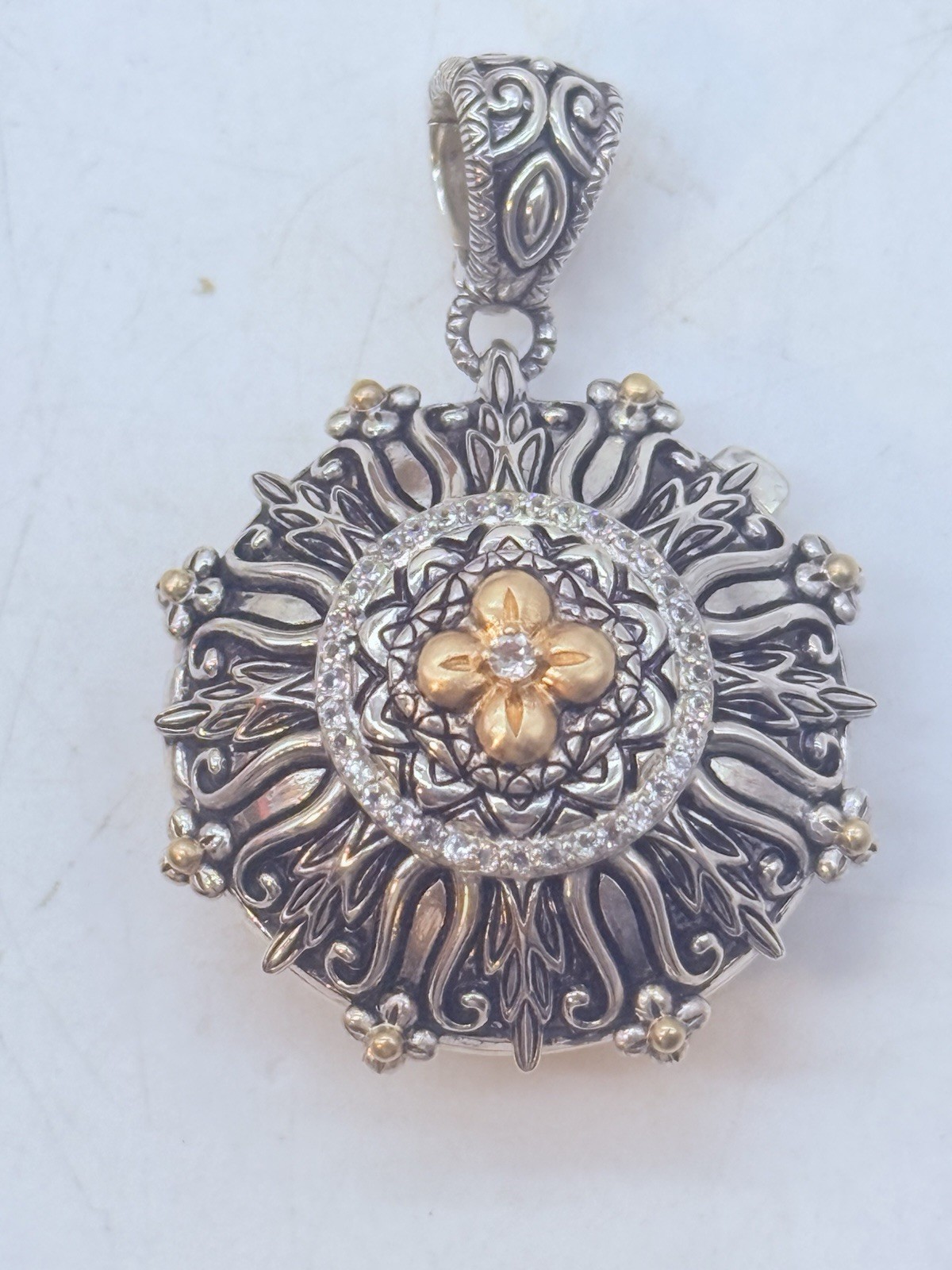 Barbara Bixby 5-Photo Locket Enhancer Pendant Sterling Silver 18K White Topaz