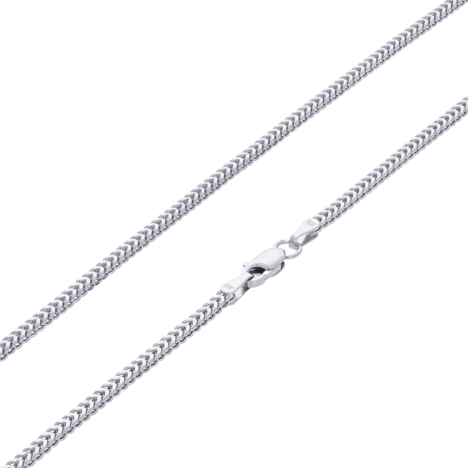 10K White Gold Womens 1.5mm Franco Square Box Foxtail Wheat Necklace Chain 18″