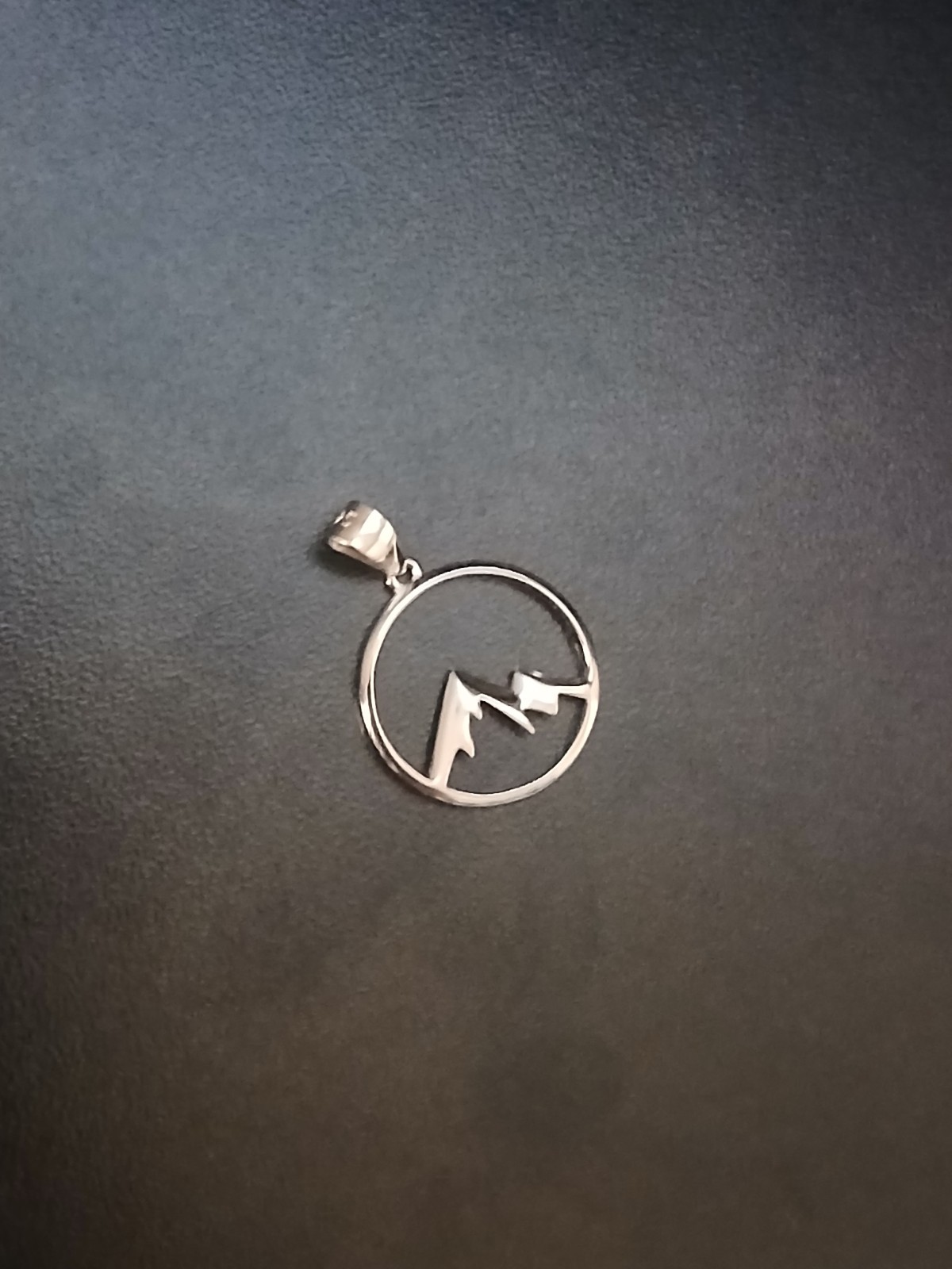 Sterling Silver 925 Mountain Circle Pendant, Signed, Nature Theme.