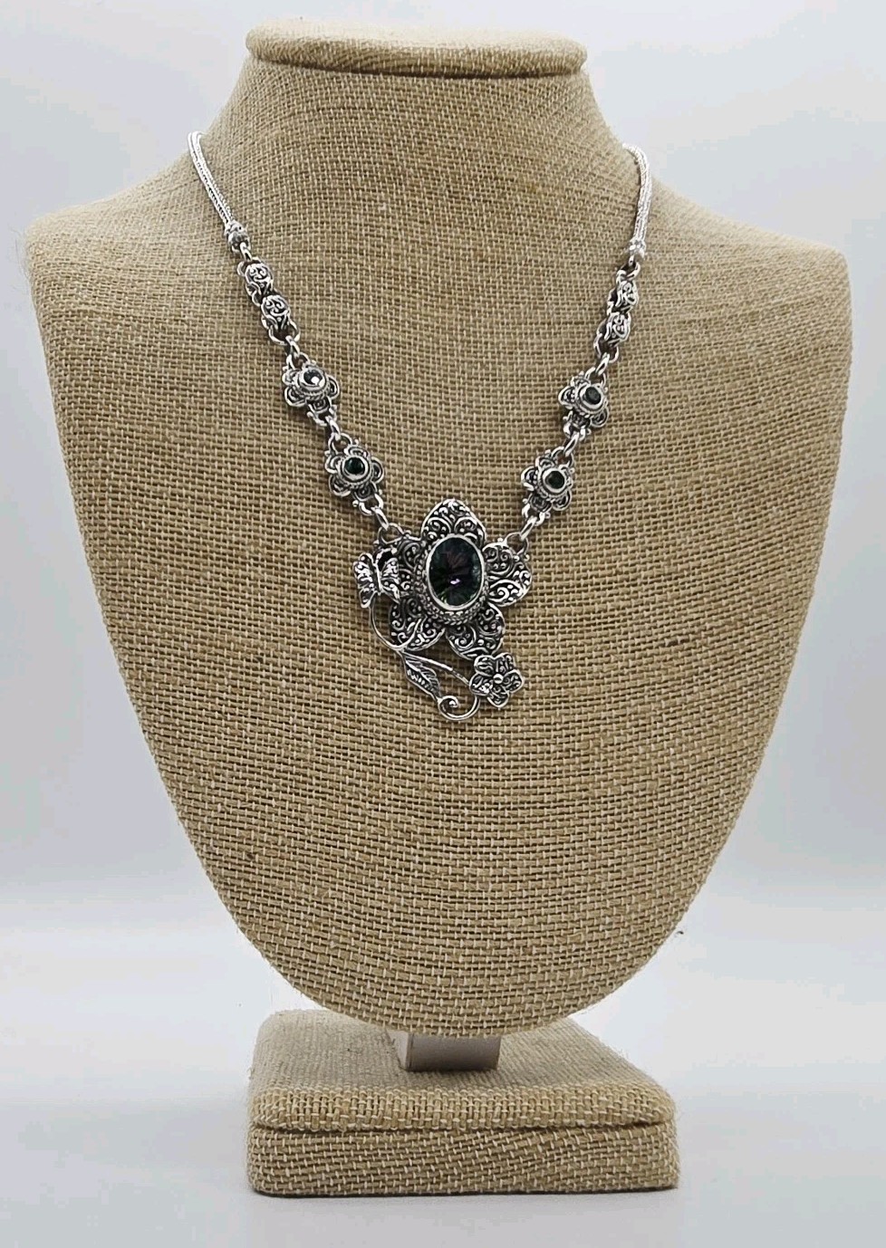 Sarda Wildflower Necklace Mystic Quartz Topaz Bali Sterling Silver 925 Flower