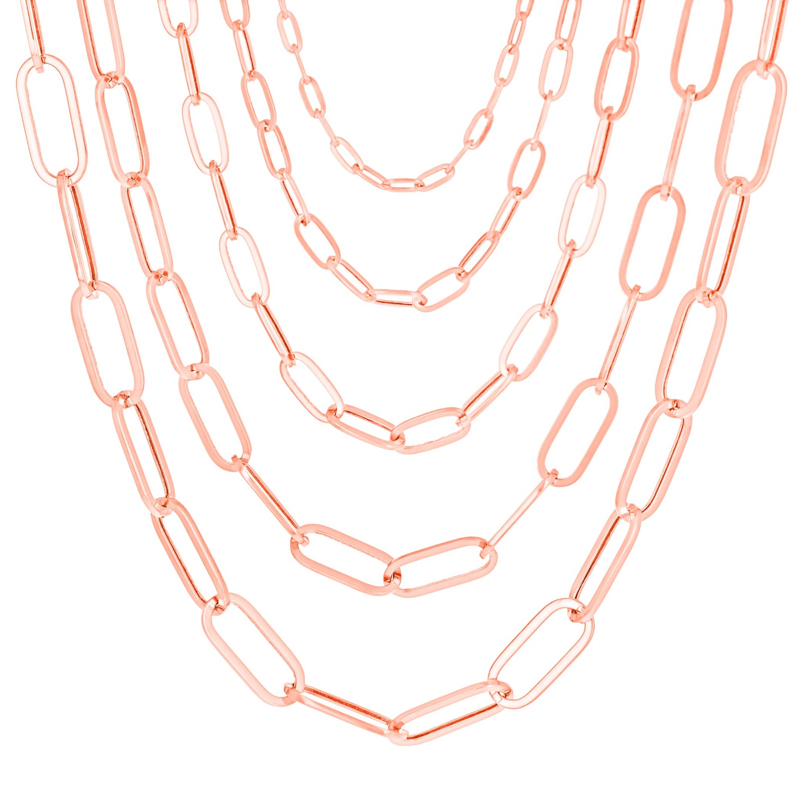 14k Rose Gold Paperclip 2mm-7mm Chain Oval Cable Necklace Mens Womens 16″-24″