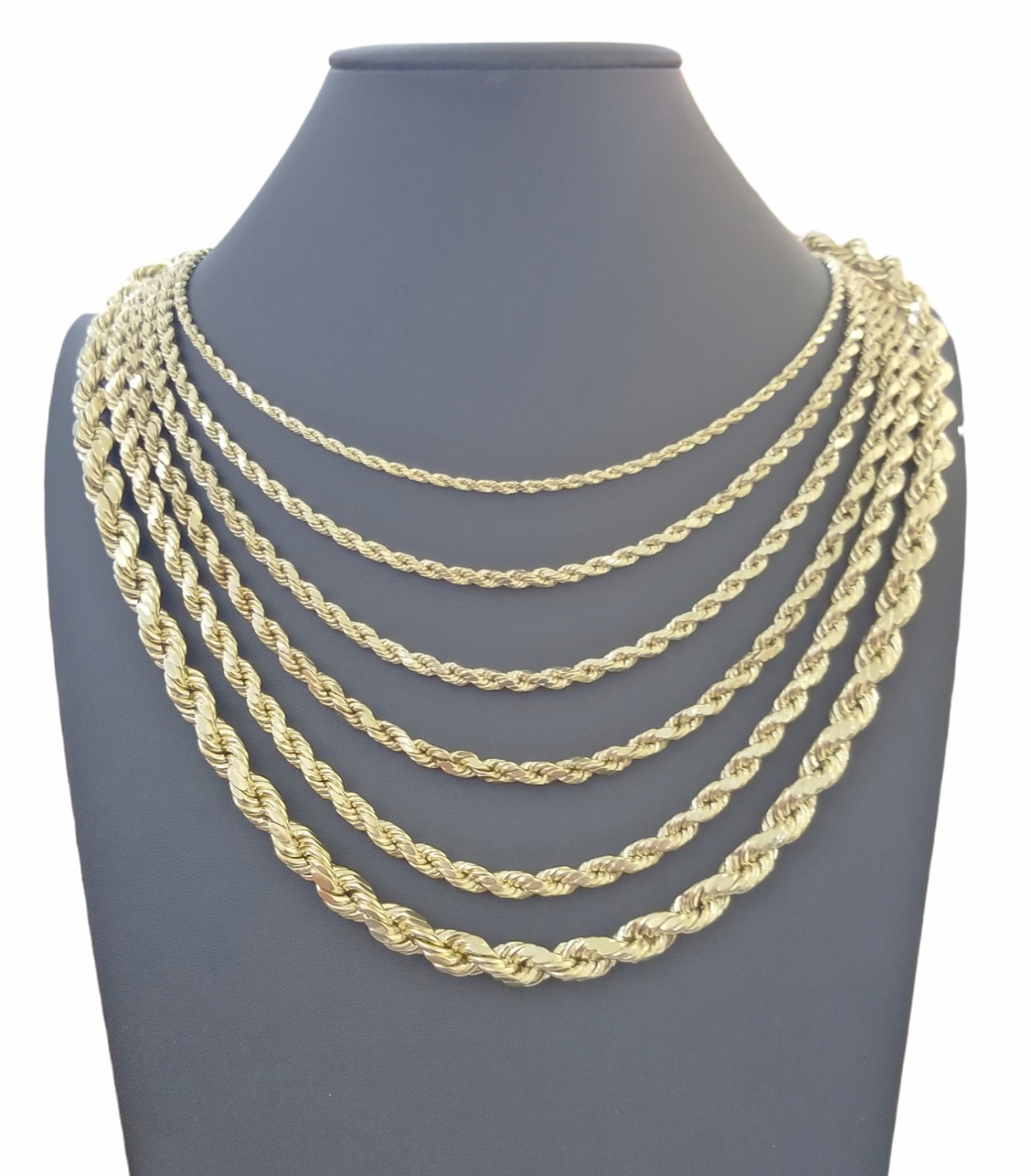 Real 10k Gold Rope Chain Necklace 18″-30″ Inch 3mm-10mm Men & Women DISCOUNT