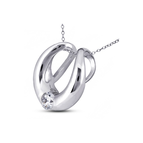 0.49ct H VS2 Round Earth Mined Certified Diamond White Gold Solitaire Pendant