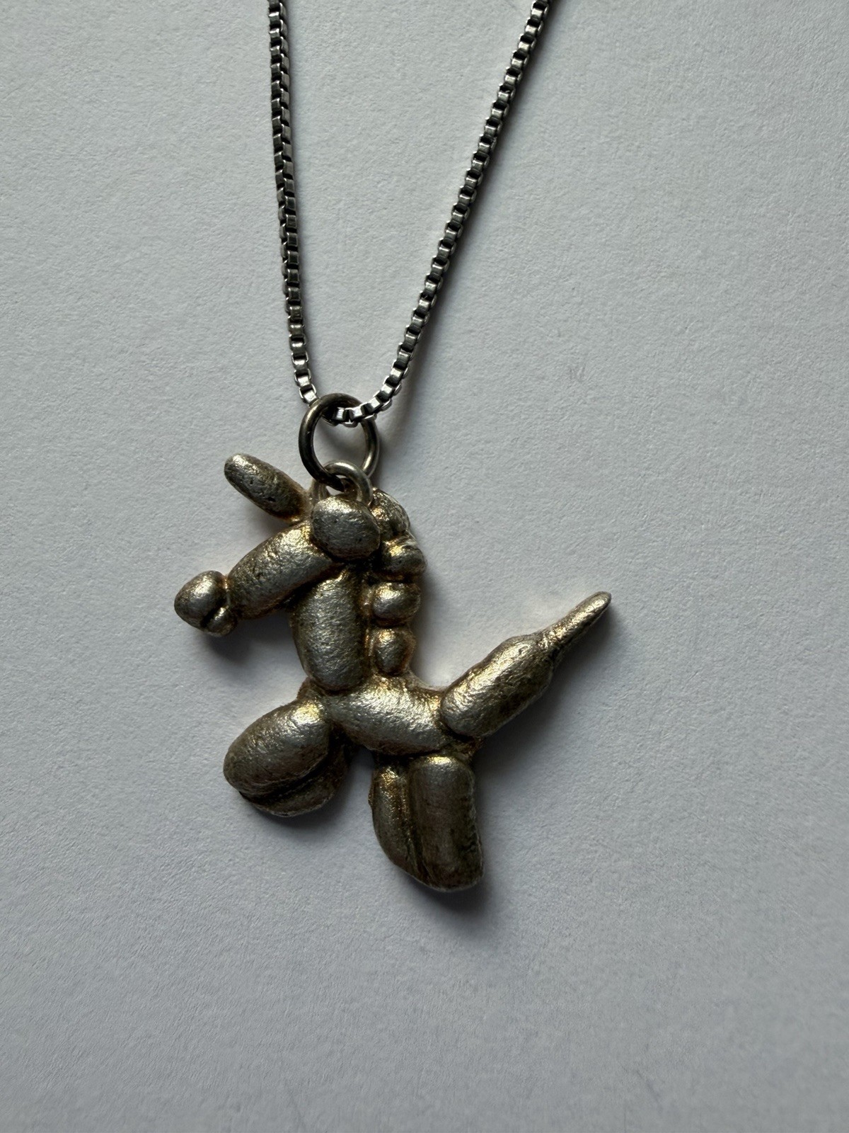 Handmade Sculpted Art Clay Silver Balloon Animal Unicorn Pendant Charm