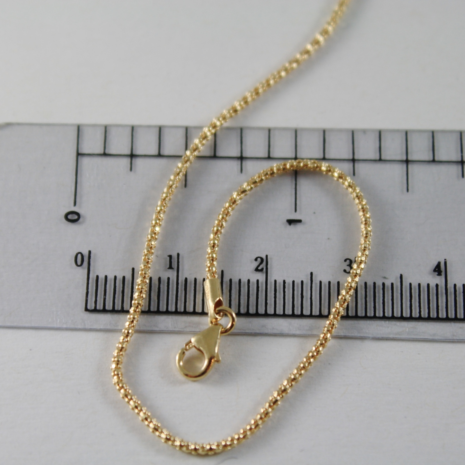 18K YELLOW GOLD CHAIN MINI BASKET ROUND POPCORN LINK 1 MM WIDTH 19.69 INCH
