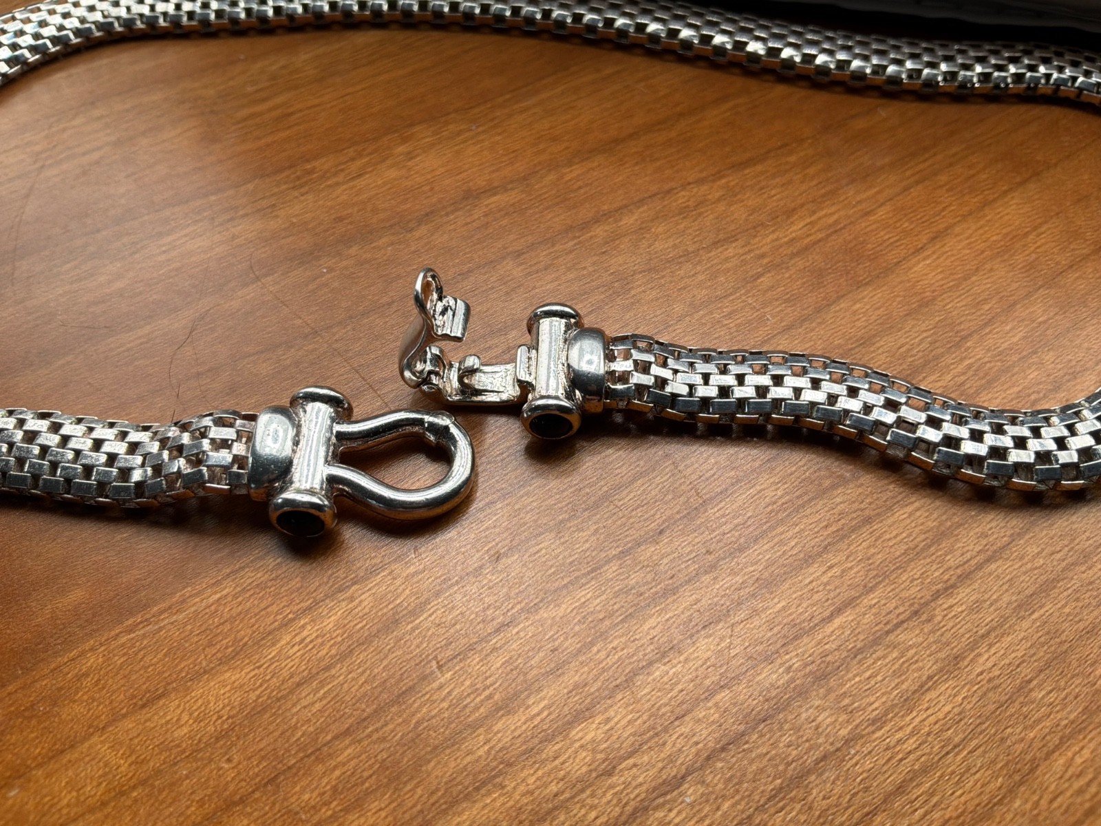 Milor 925 Sterling Silver Italian 8mm Mesh Link Chain Necklace Womens 17 Inch