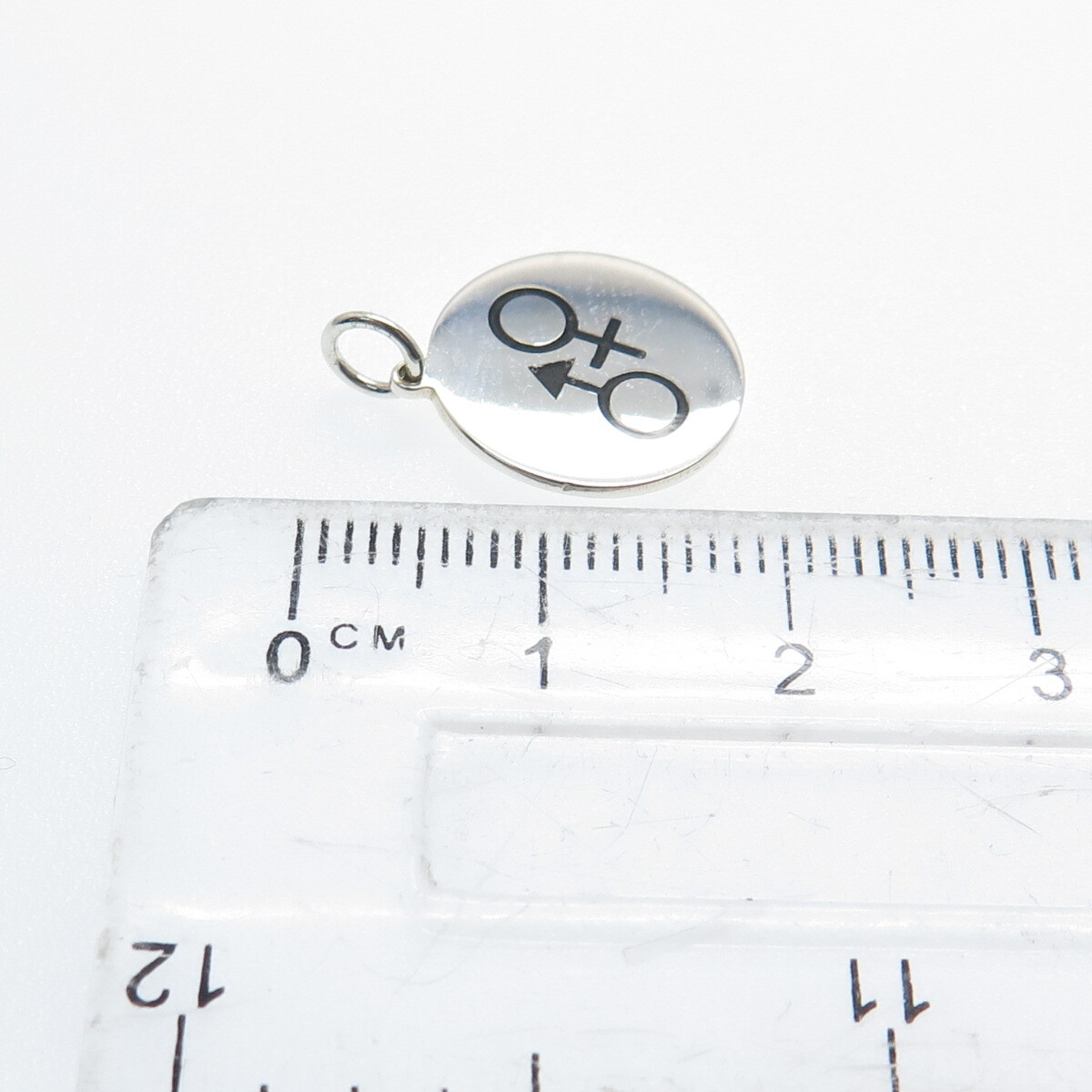 925 Sterling Silver Black Enamel Male & Female Sign Minimalist Charm Pendant