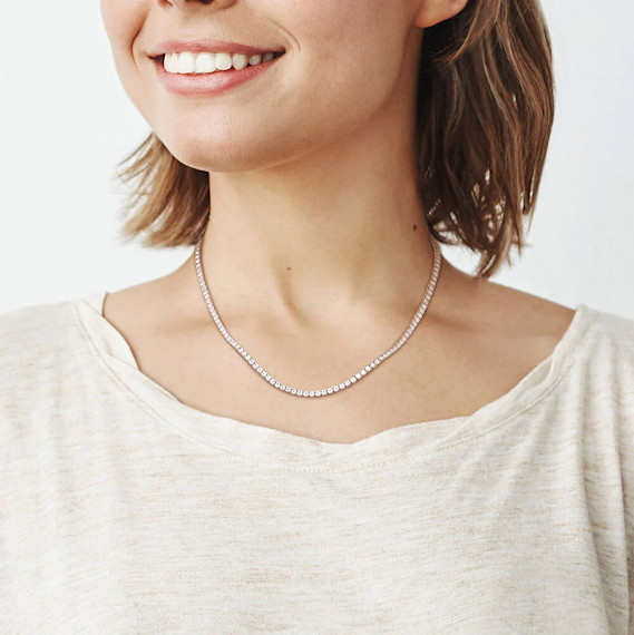 Voss+Agin 12.5 Carat Brilliant Sapphire Tennis Necklace (14k Gold Plated, 18″)