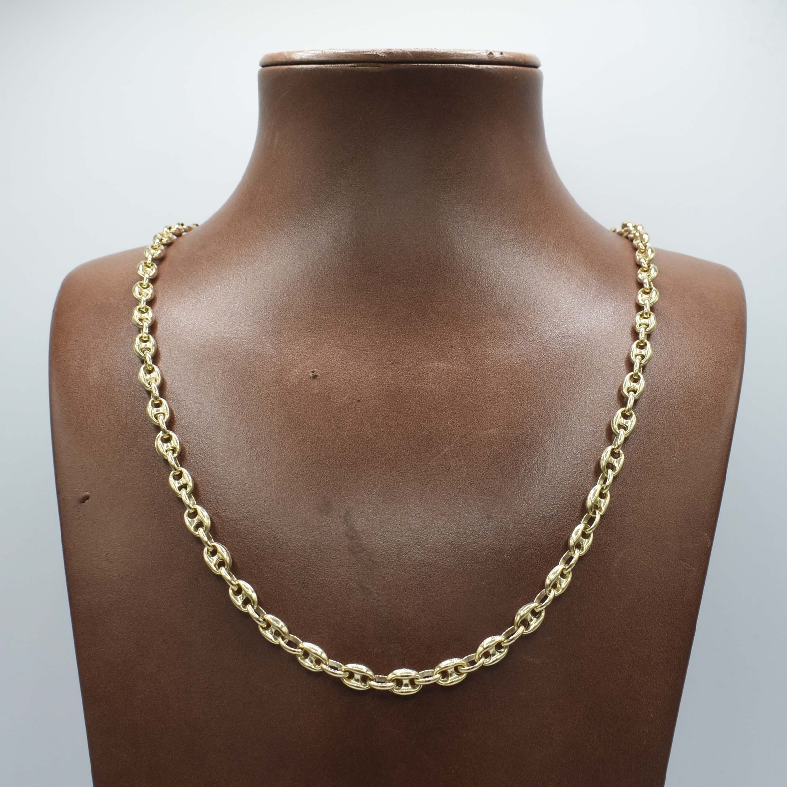 5mm Puffed Mariner Anchor Link Chain Necklace Real 14K Yellow Gold All Sizes