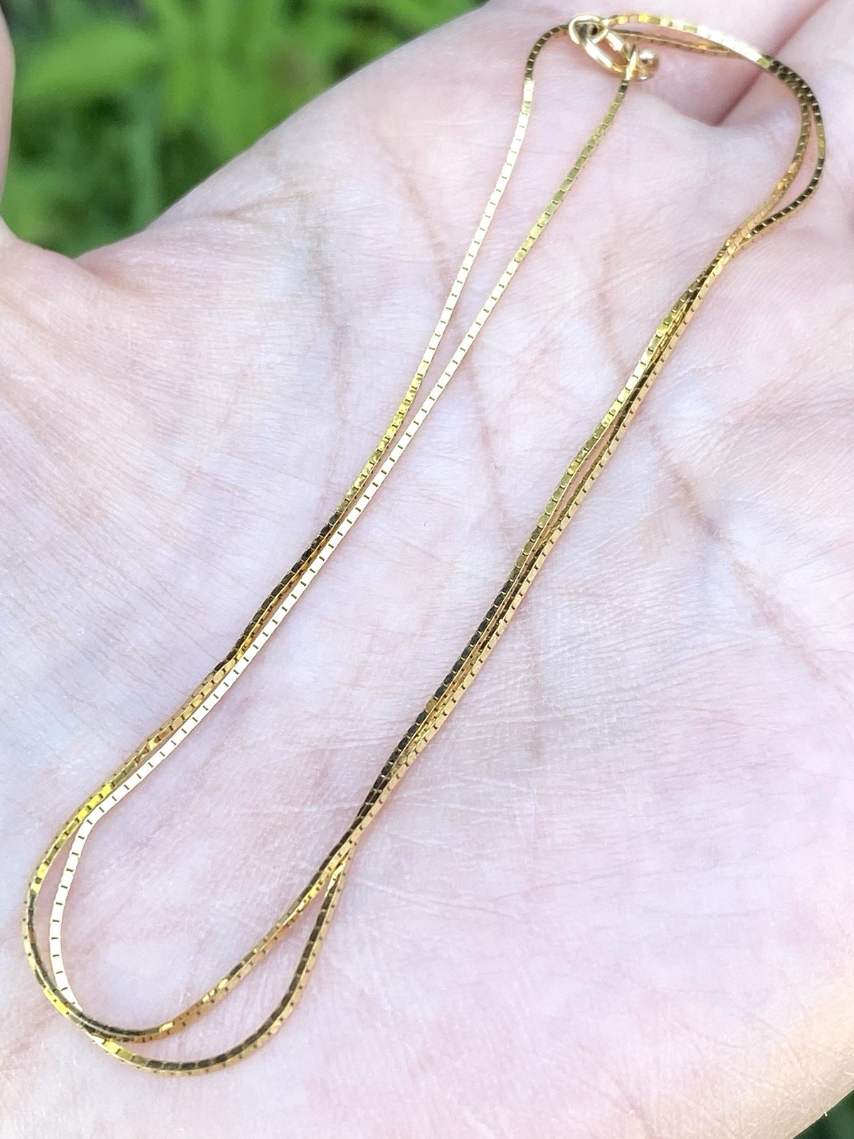 Solid 14k Yellow Gold Box Chain Necklace 1.63 Grams- 16 Inches