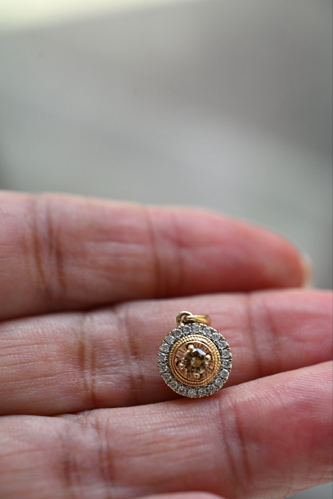 14K Gold Diamond Halo Pendant 0.40 CTW Round Cluster Estate Vintage Style