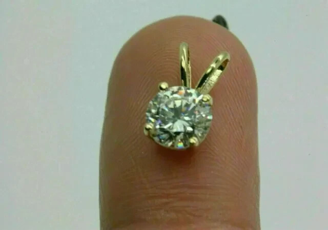 2Ct Round Cut Lab Created Diamond Women Solitaire Pendant 14K Yellow Gold Plated