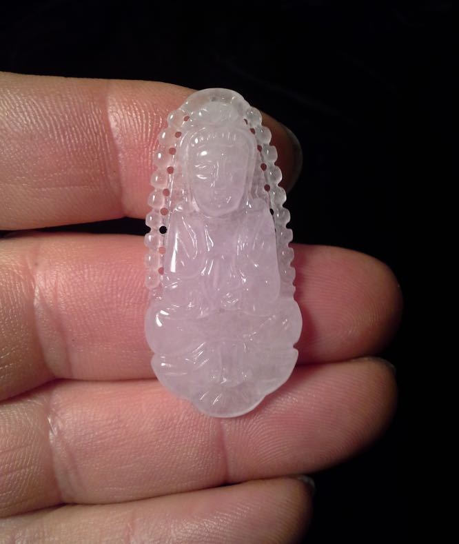 Beautiful Jadeite Jade Quan Yin Pendant – Very Light Violet Jade
