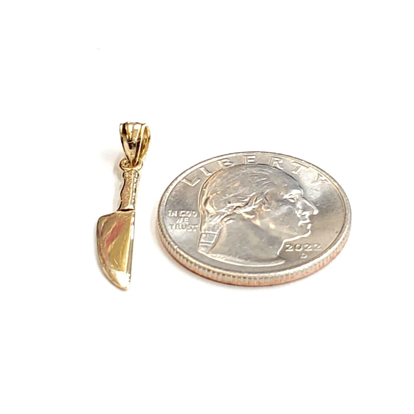 14k yellow Gold solid 3D kitchen utensil knife Pendant charm fine jewelry 1.1g