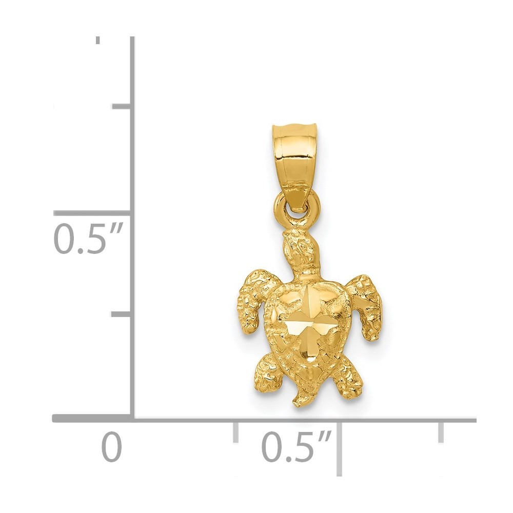 14k Yellow Gold Turtle Pendant for Women 0.62gm L-0.75 in,W-0.32 in