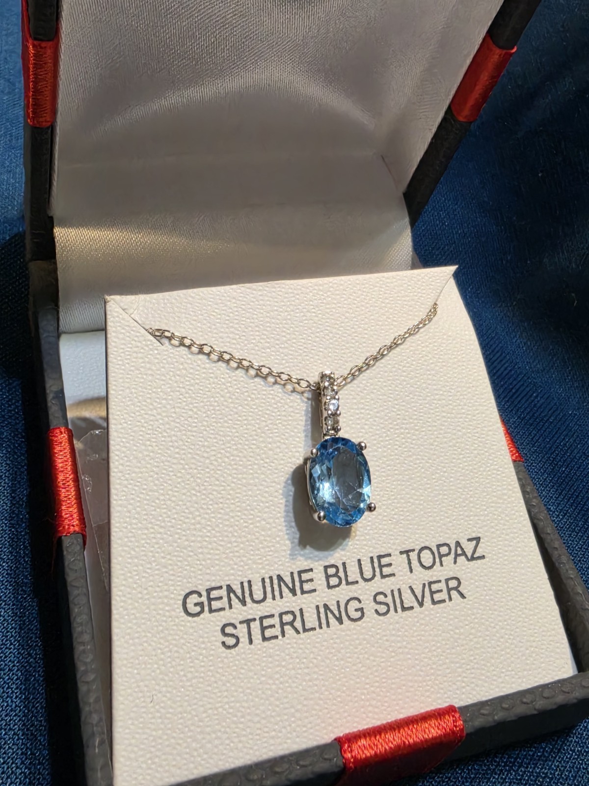Yes Please! Genuine Blue Topaz, 18″ Sterling Silver Chain, Lab Created, NWT!