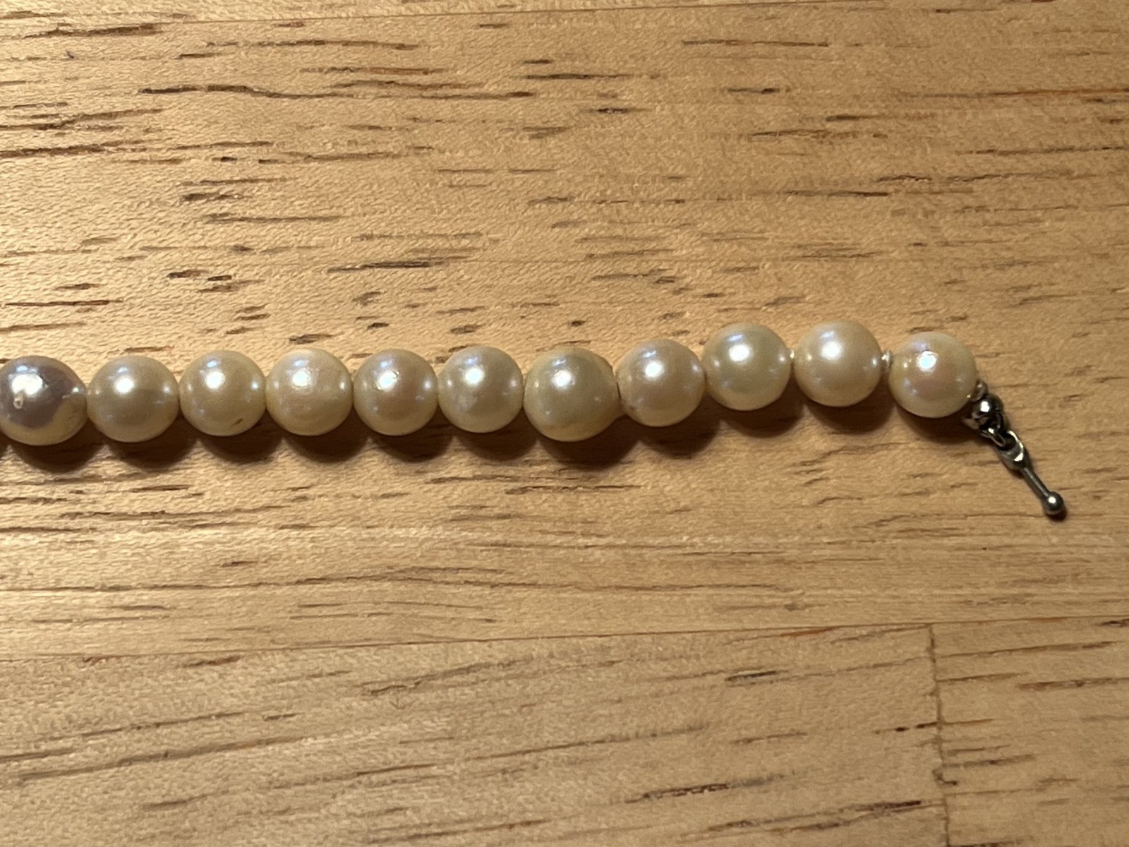 Genuine pearl, 13 inch necklace, 14k white gold clasp, 6 – 7 mm pearls