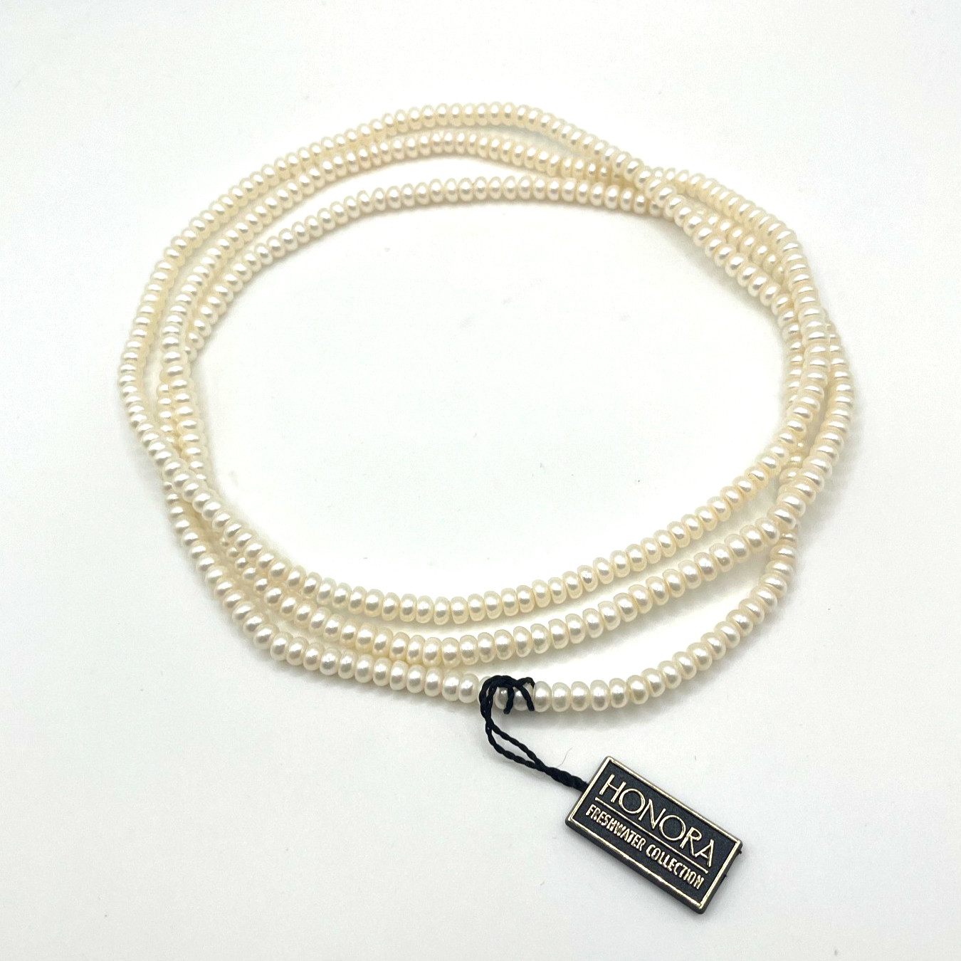 HONORA Freshwater Pearl Necklace White Cream Button Long Length 47 3/4″ 54.9 g