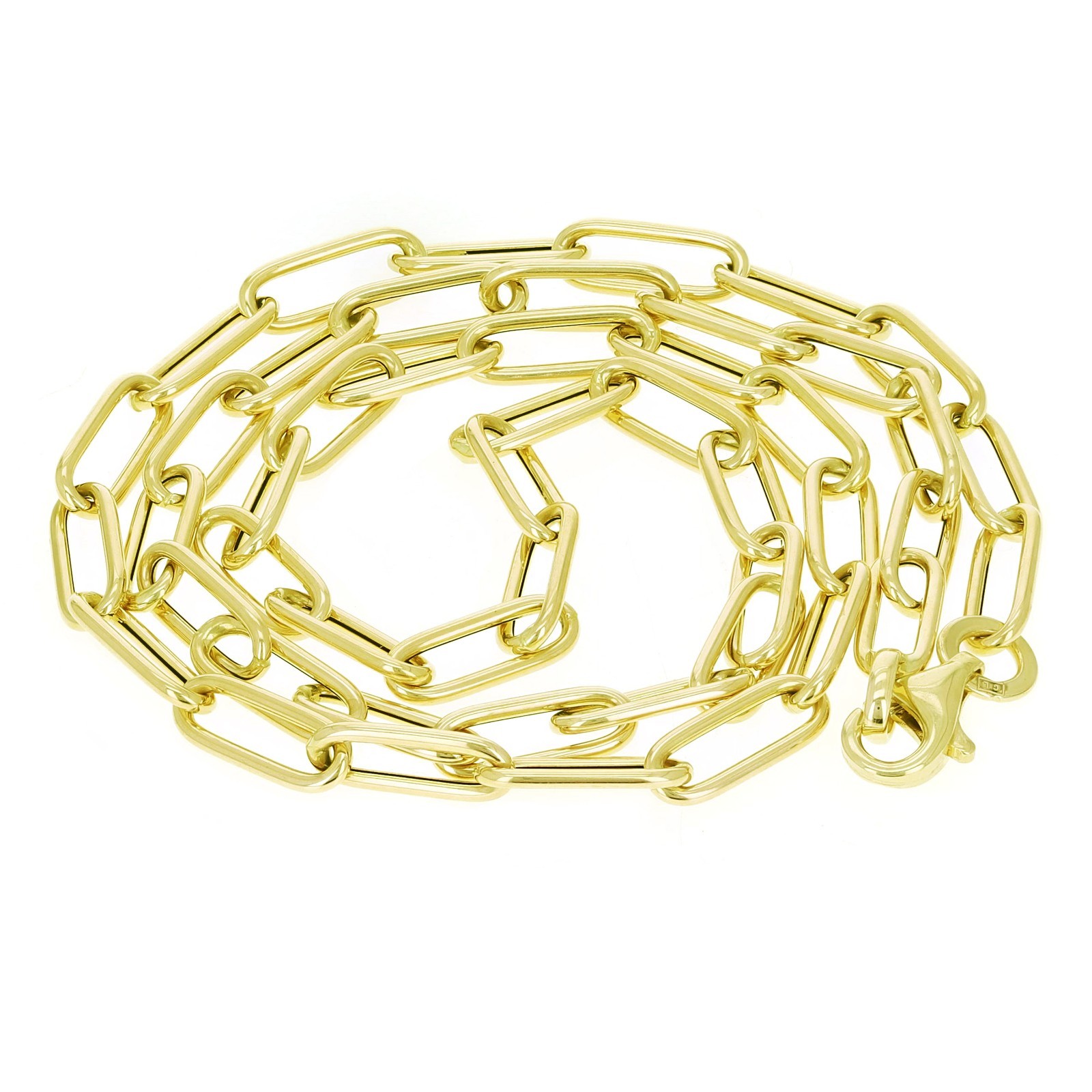 Italian 14k Yellow Gold Hollow Paper Clip Link Chain Necklace 16″ 4mm 4.7 grams
