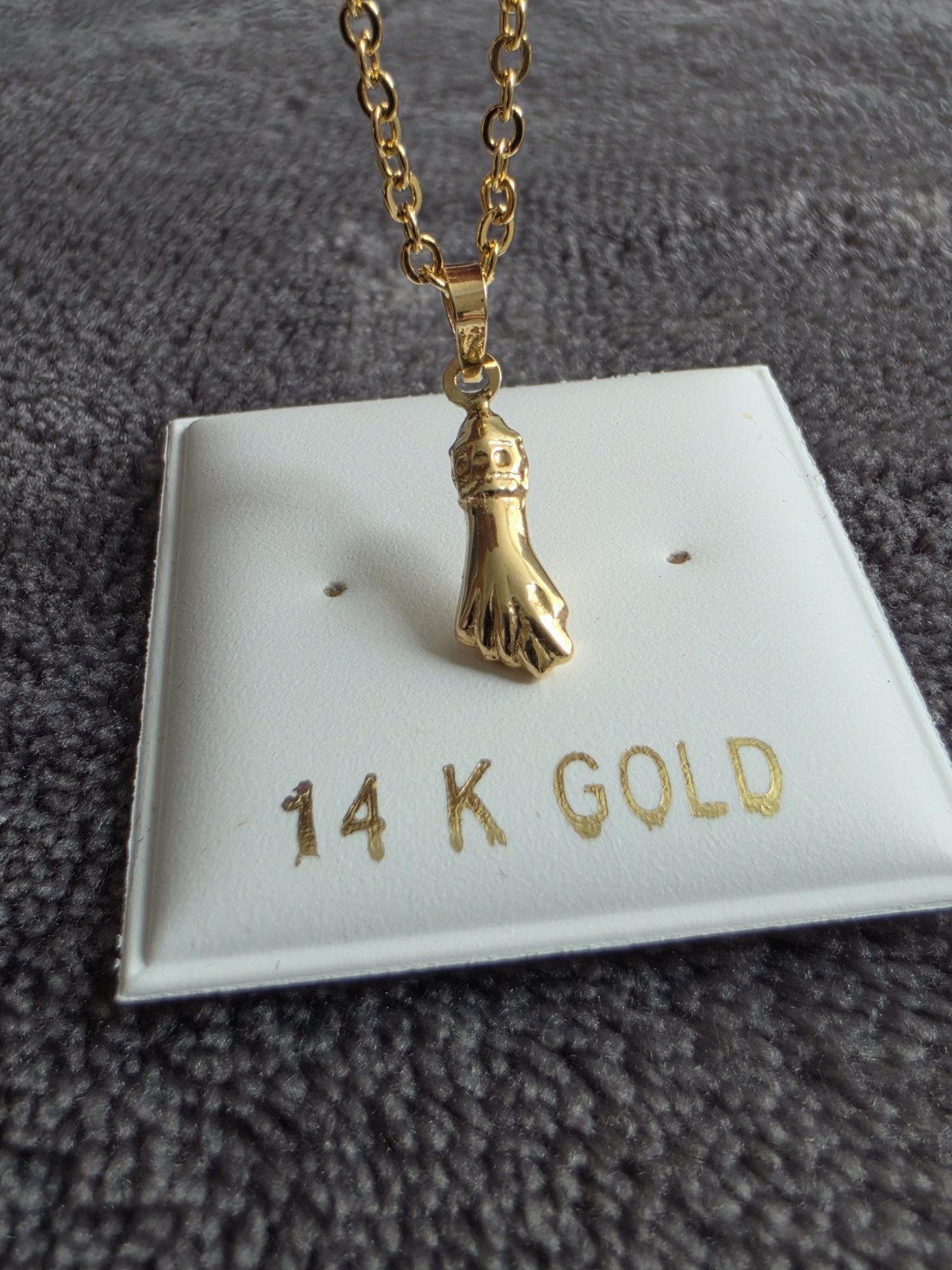 14k Gold Figa Pendant Hand For Good Luck