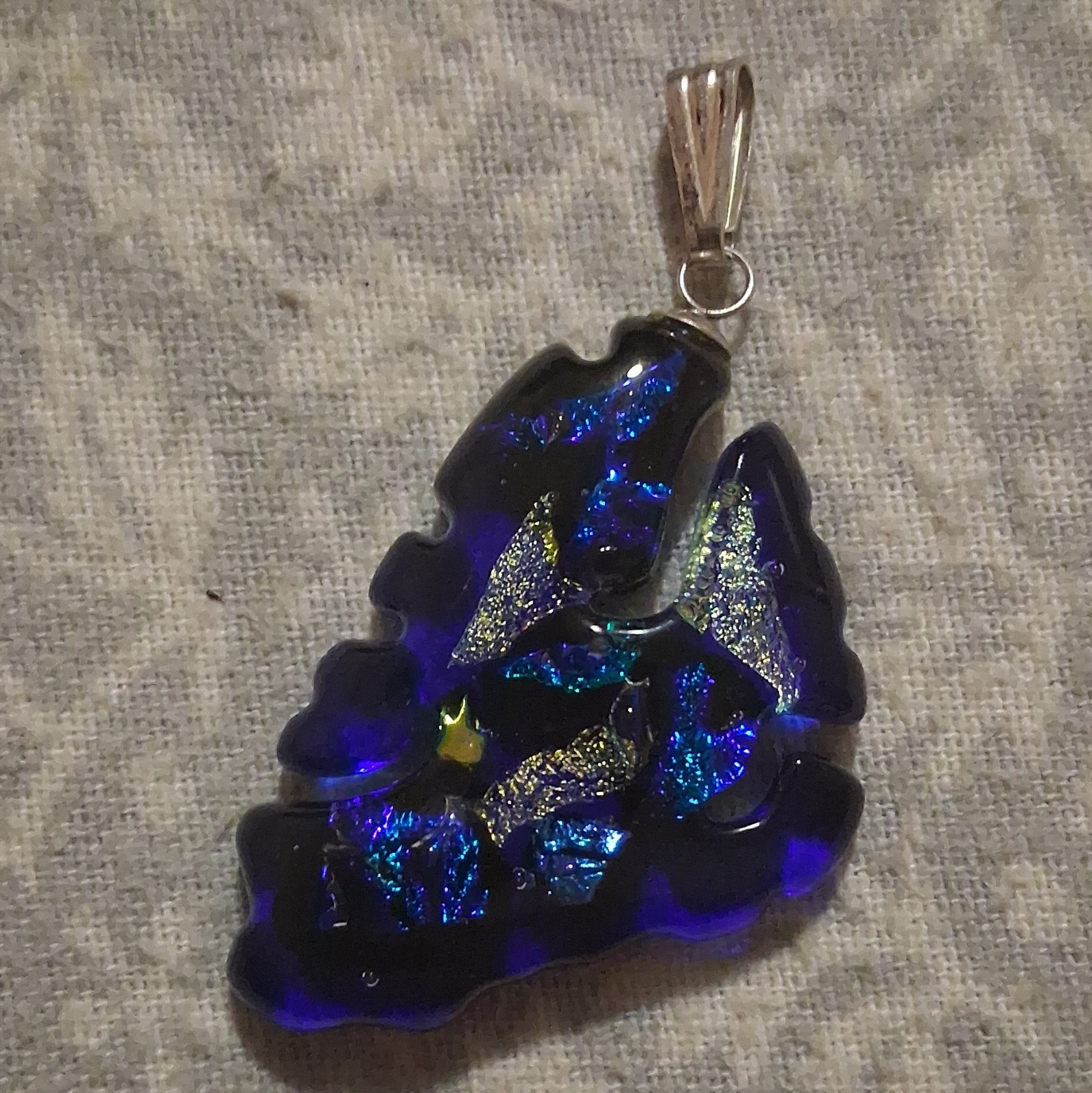 Blue Green Dichroic Glass 925 Sterling Silver ARTISAN MADE Beautiful In The Sun
