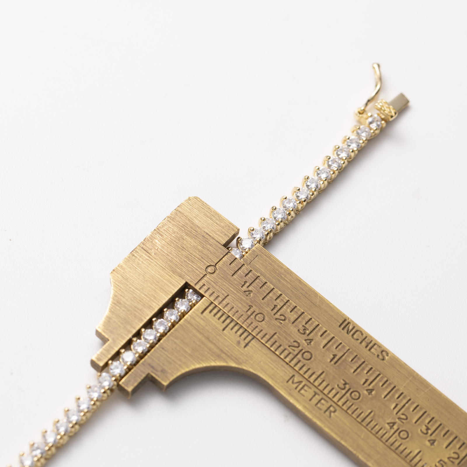 3.5mm 3 Prong Tennis Chain Necklace 14K Yellow Gold-Plated Silver