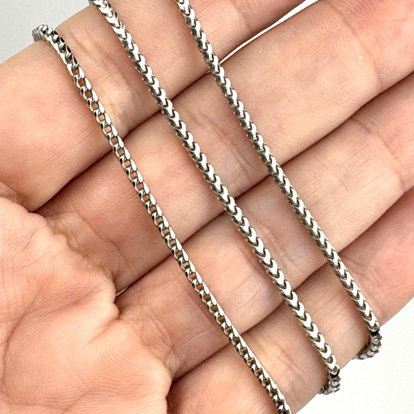 Vintage Italy Sterling Silver 925 Oxidized Spiga Wheat Chain Necklace 21.5″