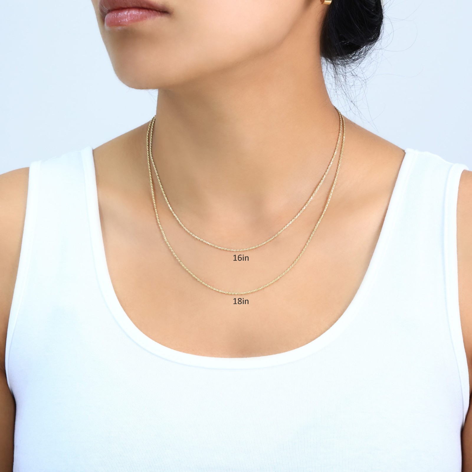 14K Yellow Gold Solid 1mm Diamond Cut Rope Link Chain Pendant Necklace 16″-30″