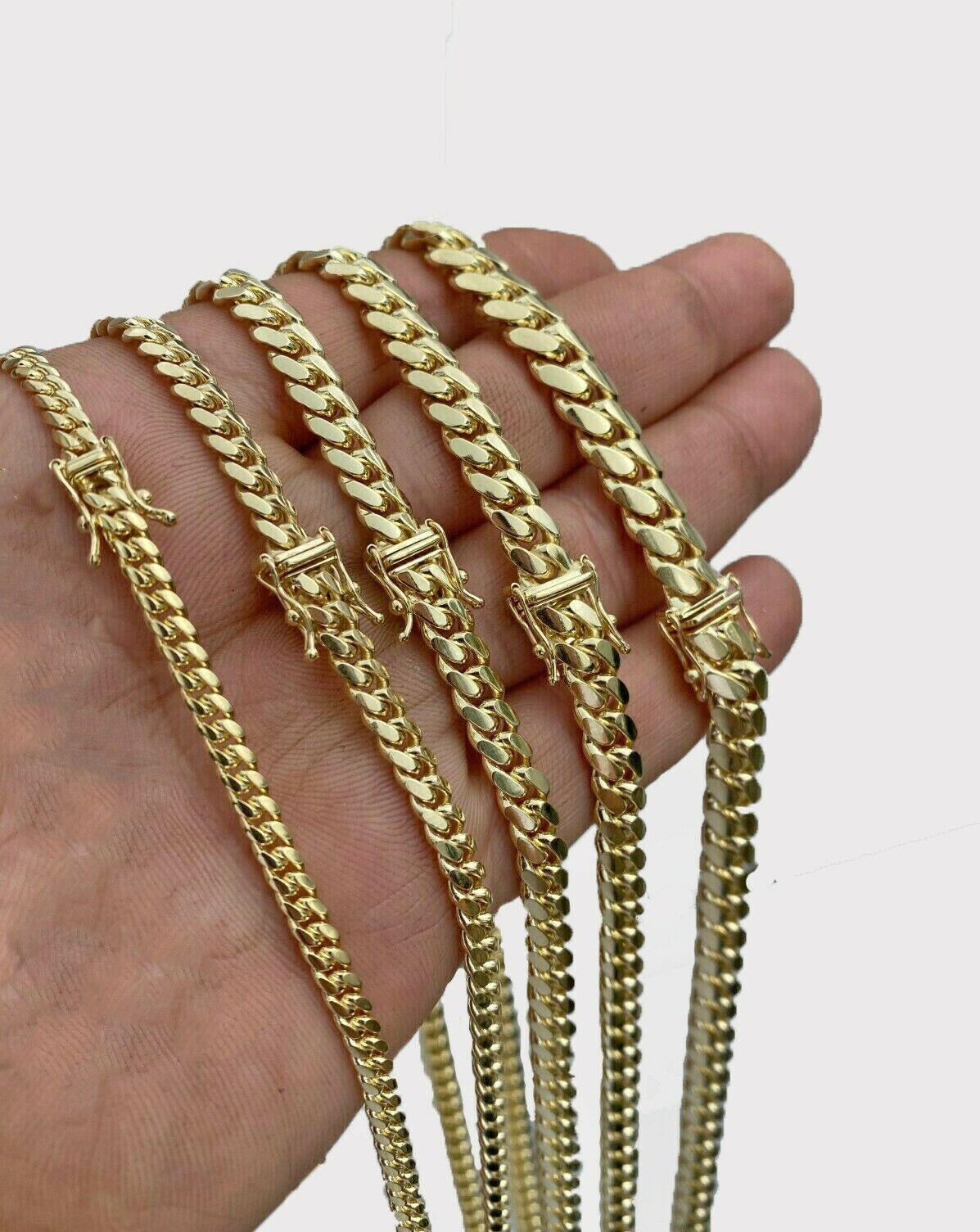 SOLID 10k Gold Miami Cuban link Chain Necklace 20″- 28″ Mens REAL 10KT 4mm-8mm