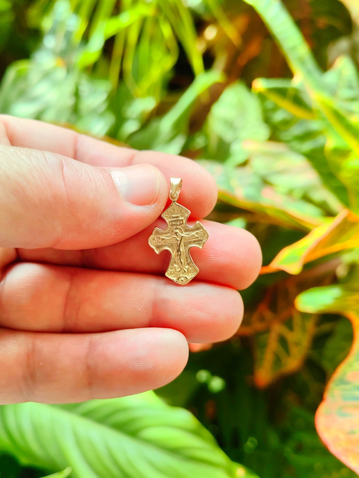 14k solid yellow gold cross pendant, female golden cross, male gold cross,