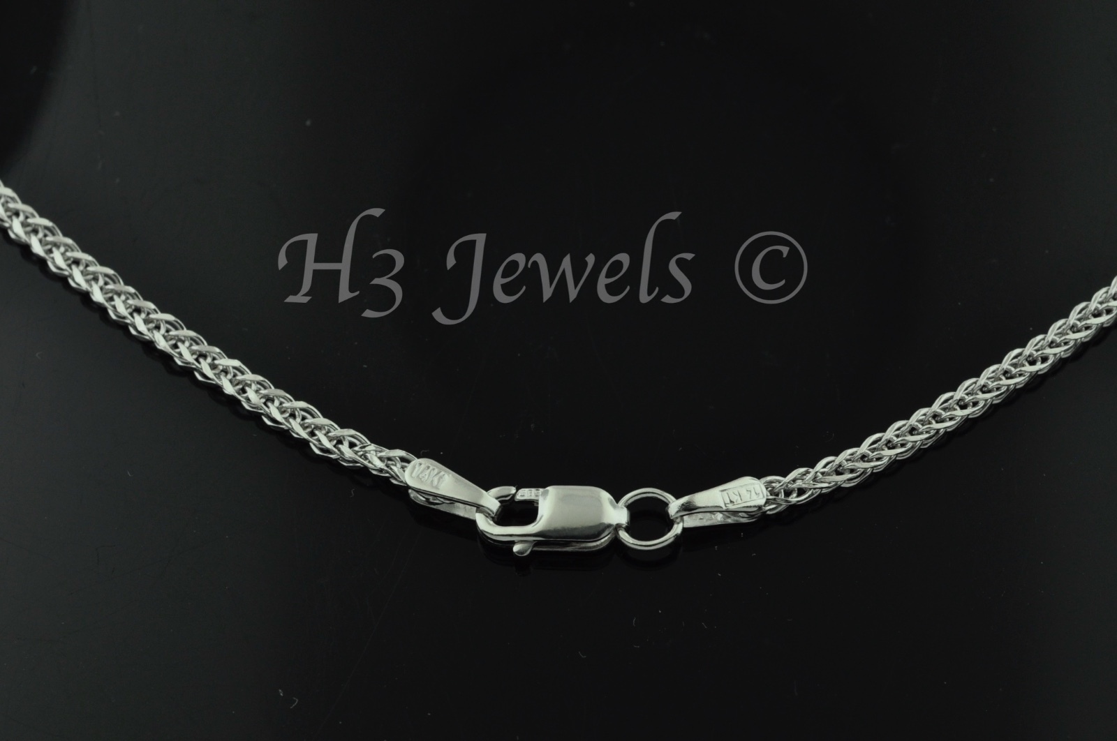 2.20 grams 14k solid white gold foxtail wheat chain necklace 16 inches #3525