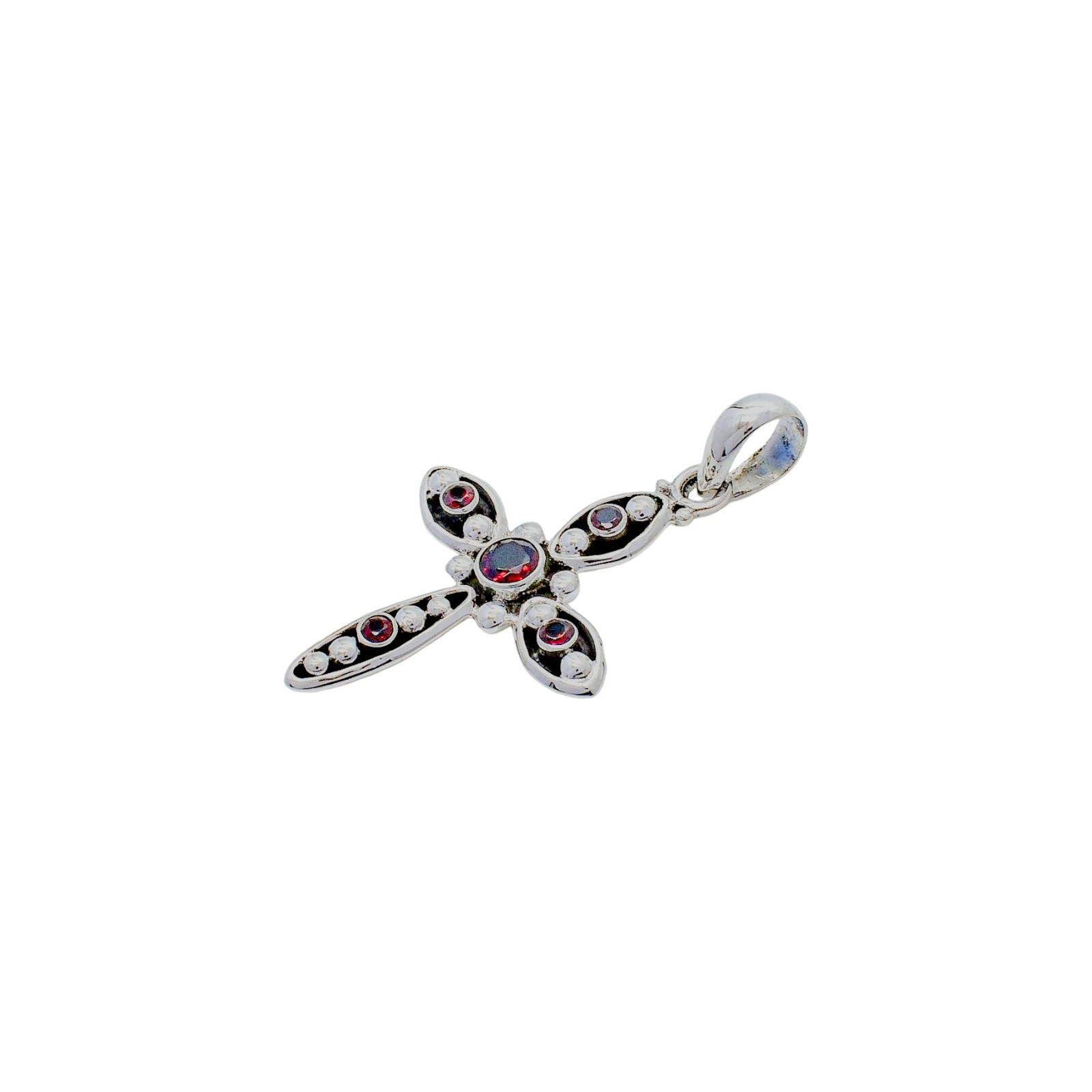 925 Sterling Silver Natural Red Garnet Cross Pendant Womens Jewelry Gift