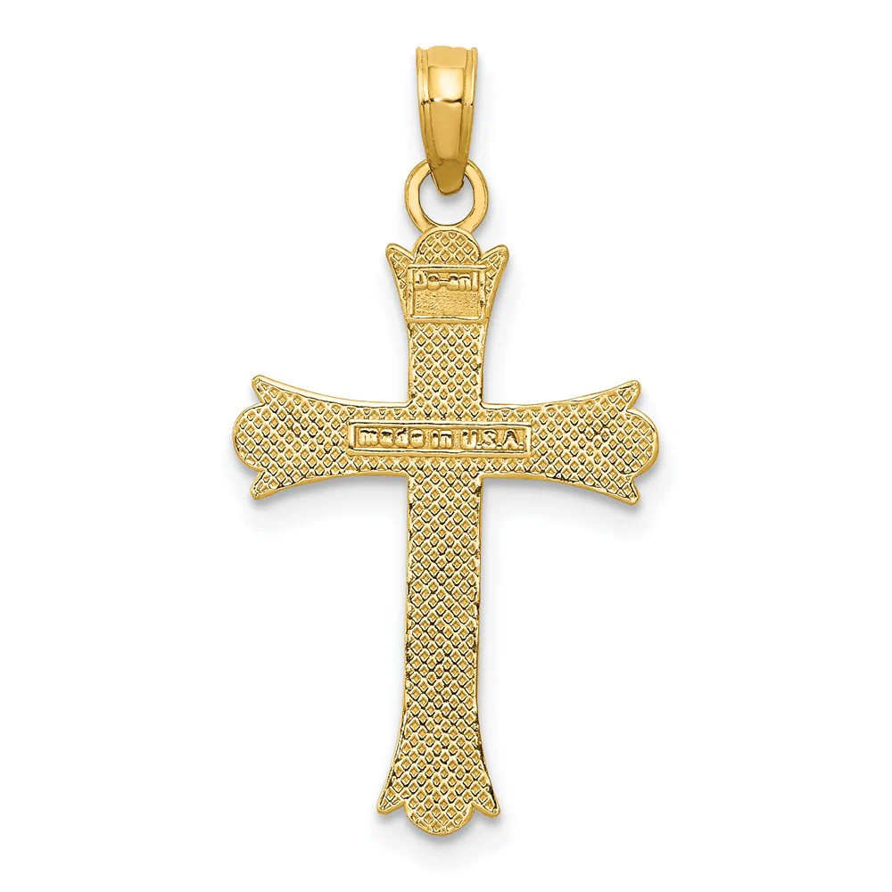10K / 14K Yellow Gold Fleur De Lis Cross Pendant