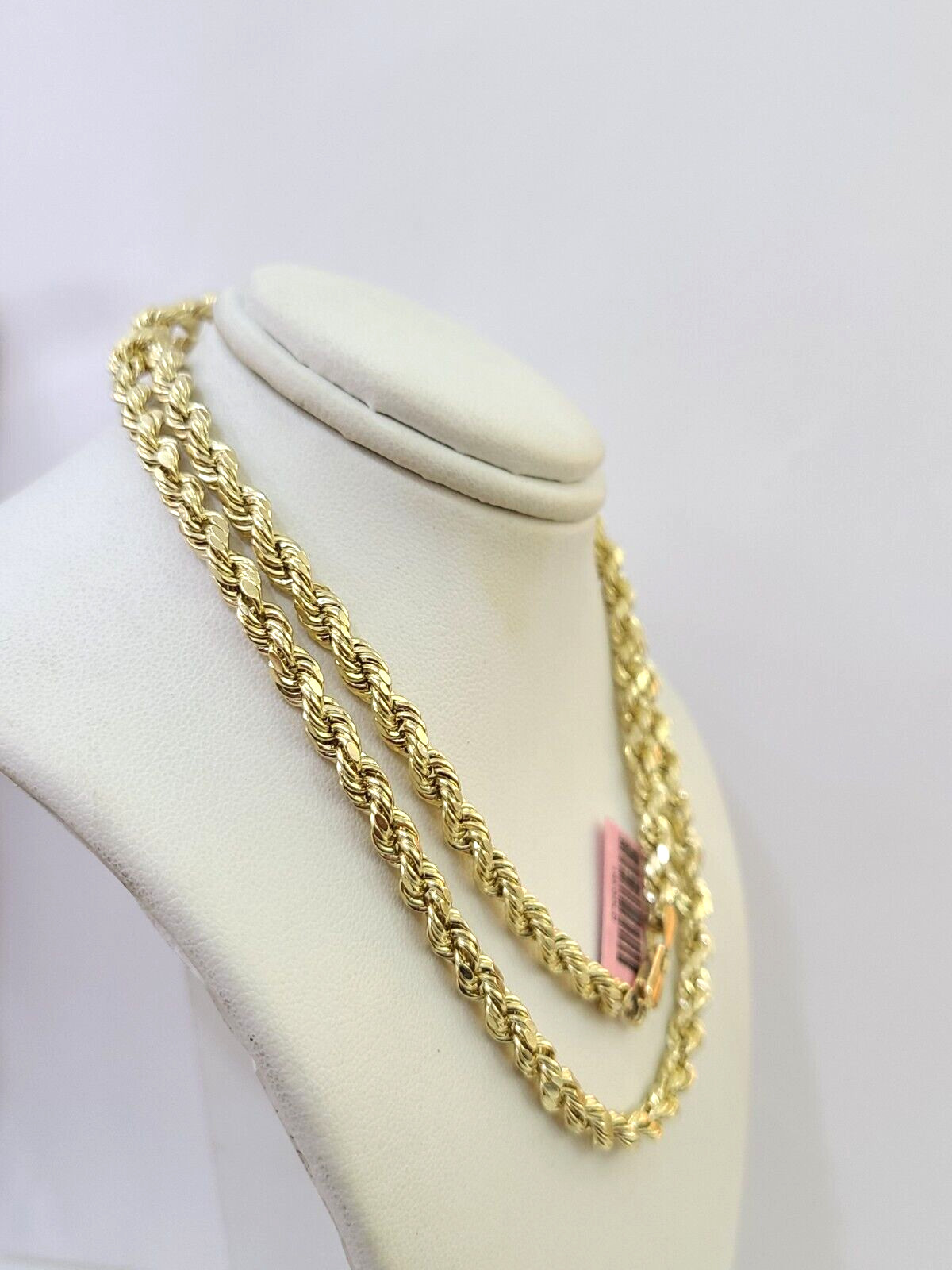 14K Yellow Gold 4mm Rope Chain 22 inch Diamond cut necklace Free Shipping