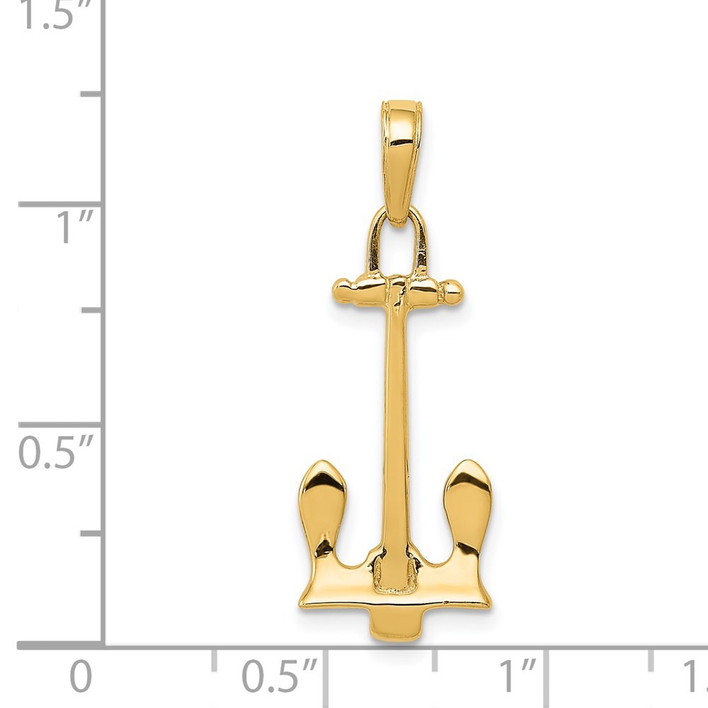 14k Yellow Gold Stockless Anchor Pendant