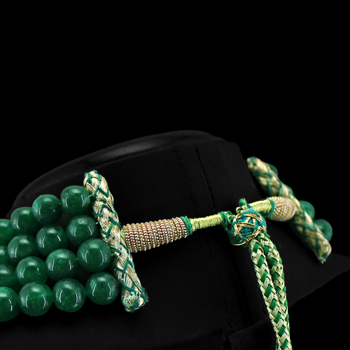 WONDERFUL STRIKING 1108.00 CTS EARTH MINED 4 LINE GREEN EMERALD BEADS NECKLACE