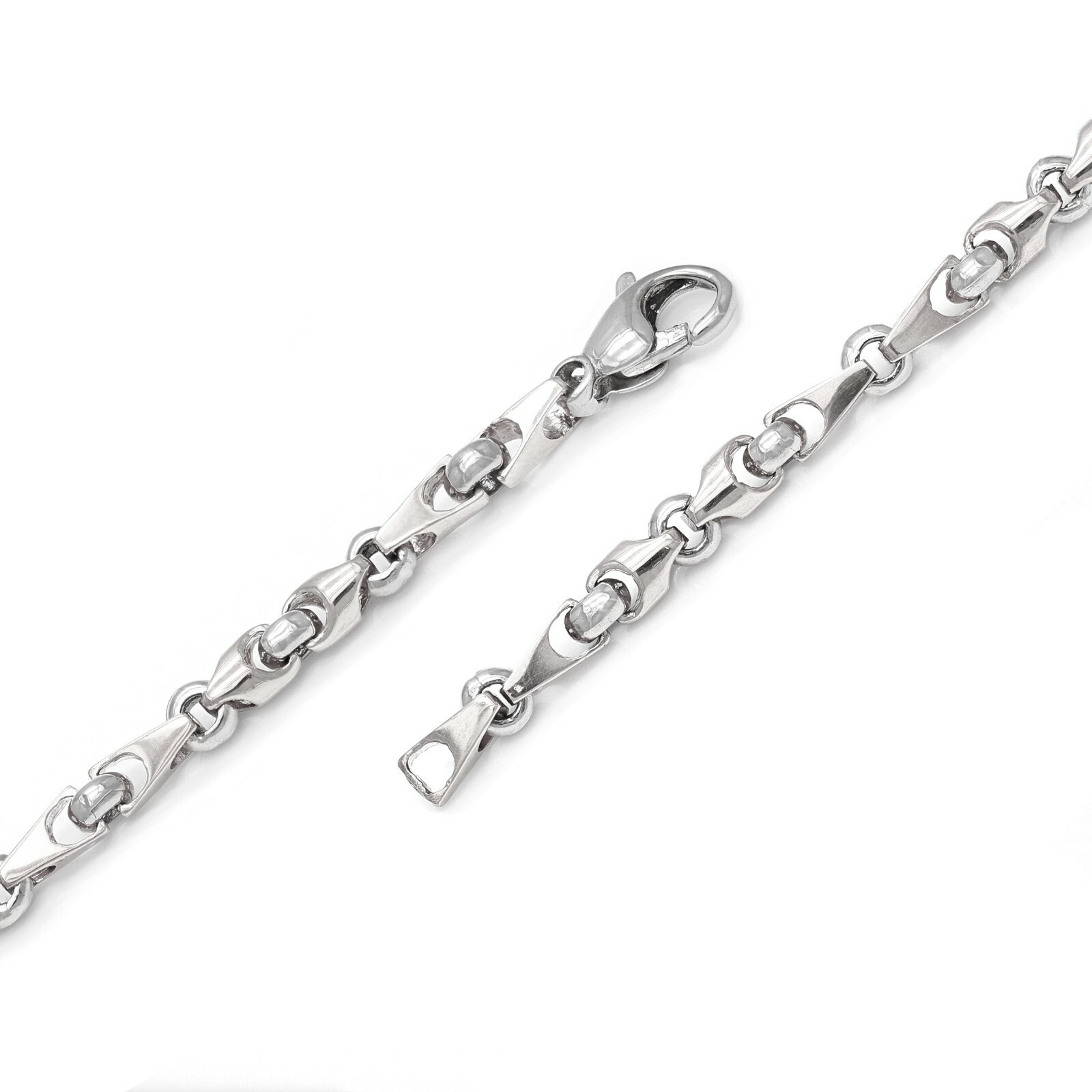 Men’s 14k White Gold Solid Handmade Fashion Link Necklace 20″ 5mm 47.5 grams