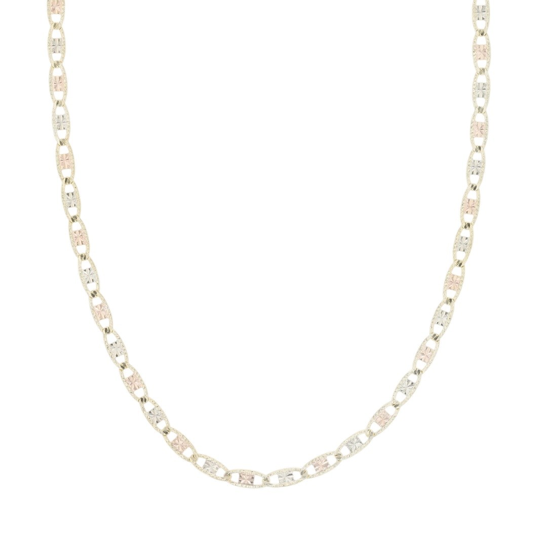 1.9mm Diamond-Cut Anchor Chain 23.5″ Necklace 10k Multi-Tone Gold 2.97 Grams