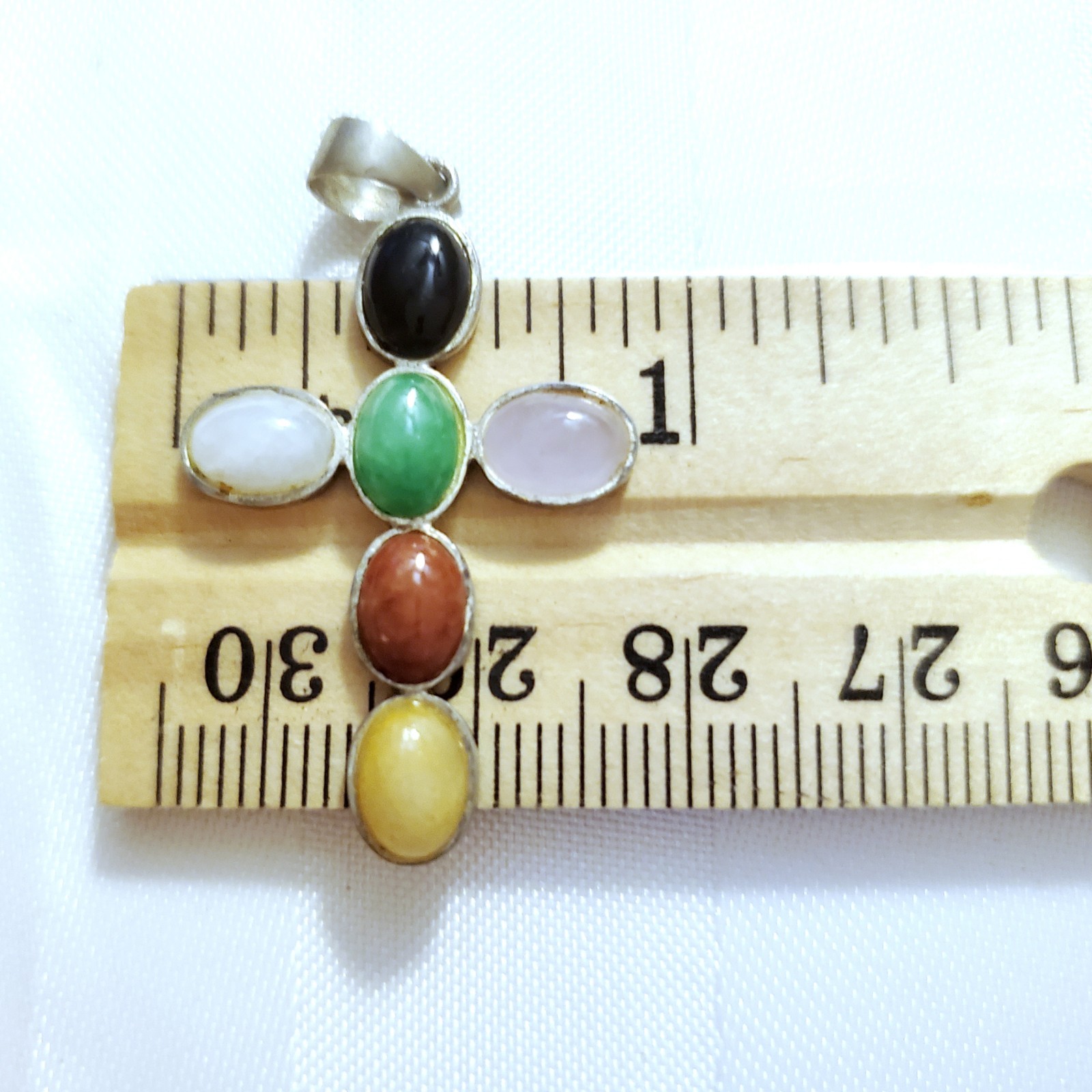 Multicolor Cross Pendant 925 Sterling Silver Black Green Red Yellow Rose White