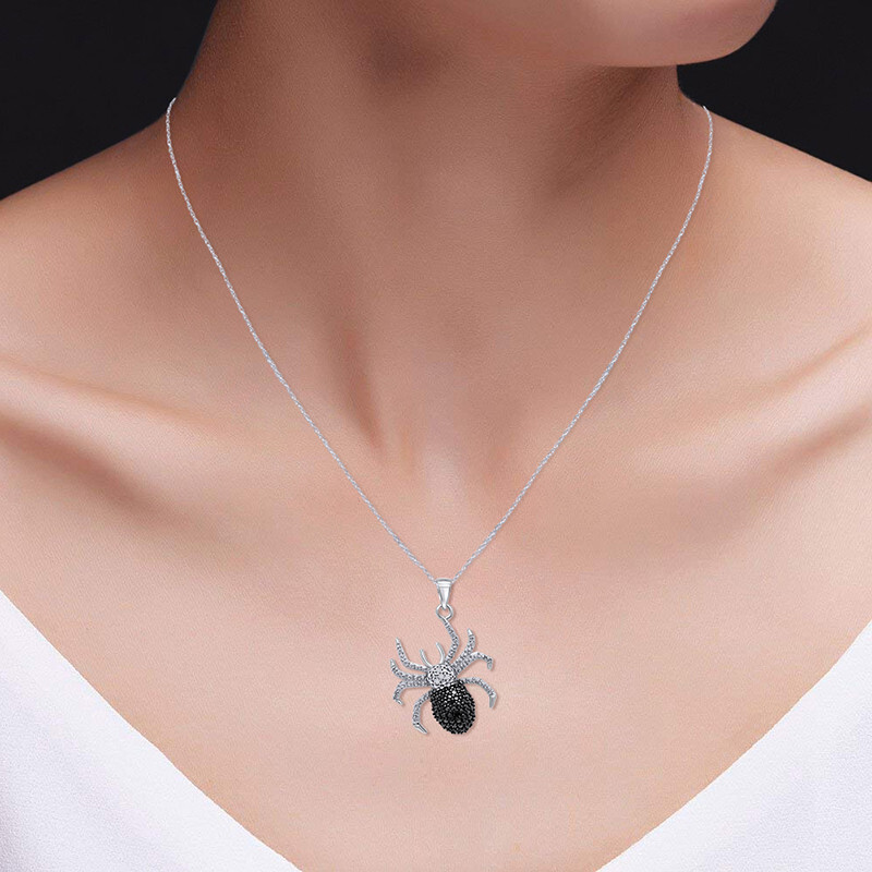 Natural Diamond Spider Pendant 18″ Necklace For Women’s in 925 Sterling Silver