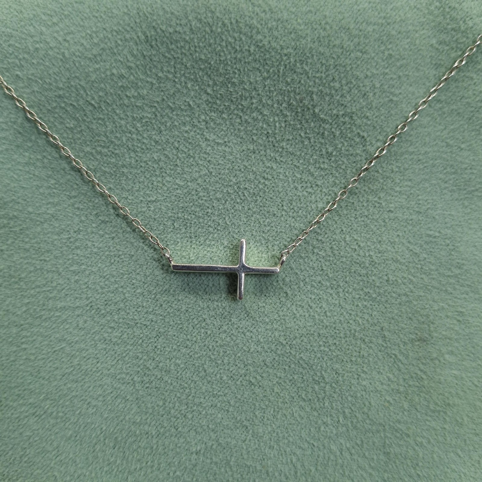 Sterling Silver Sideways Cross Necklace 925 Dainty Minimalist Christian